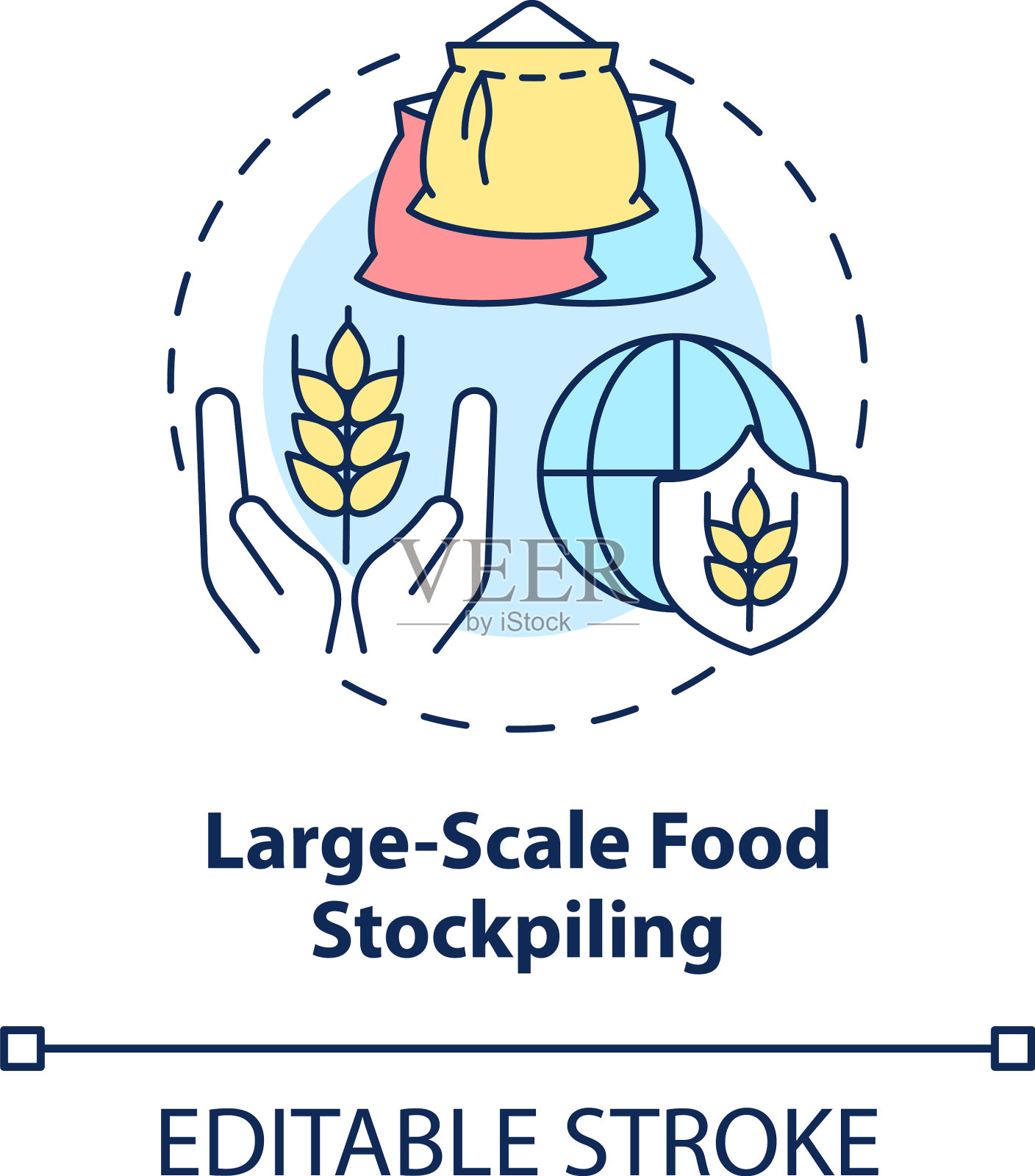 大规模粮食储备概念图标插画图片素材