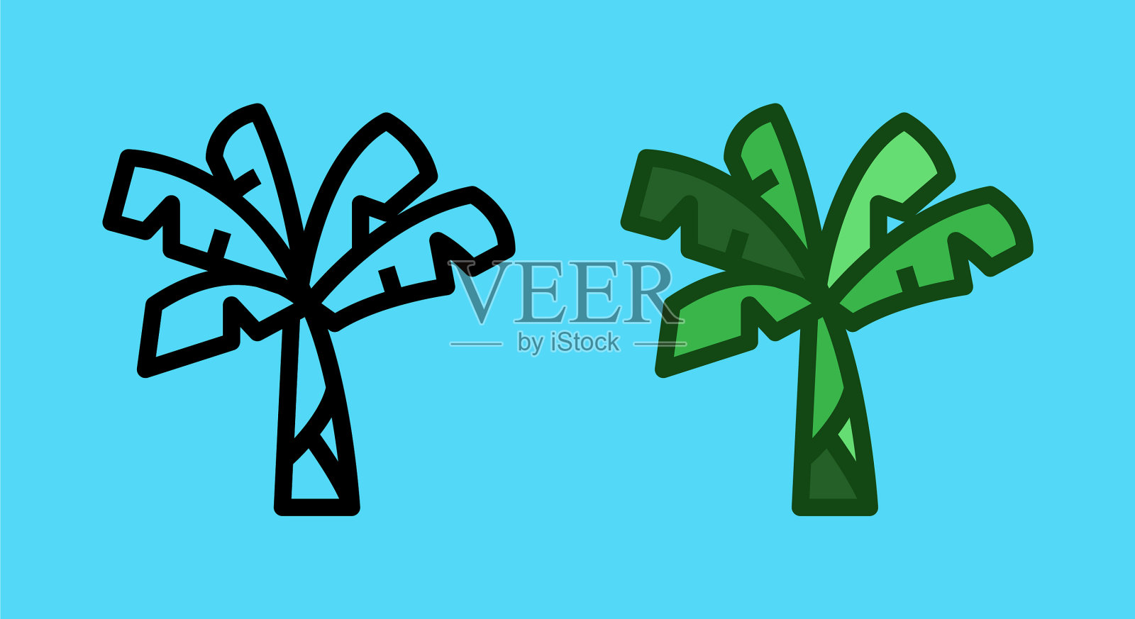 香蕉树线图标插画图片素材