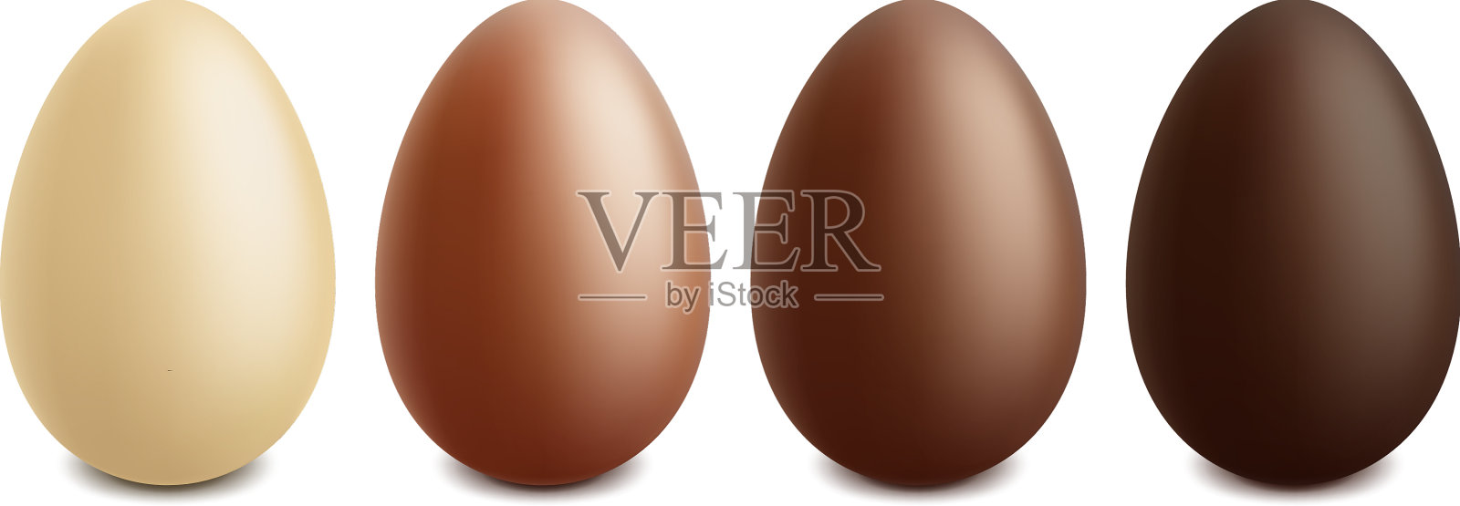 现实的复活节巧克力，蛋清，牛奶和插画图片素材