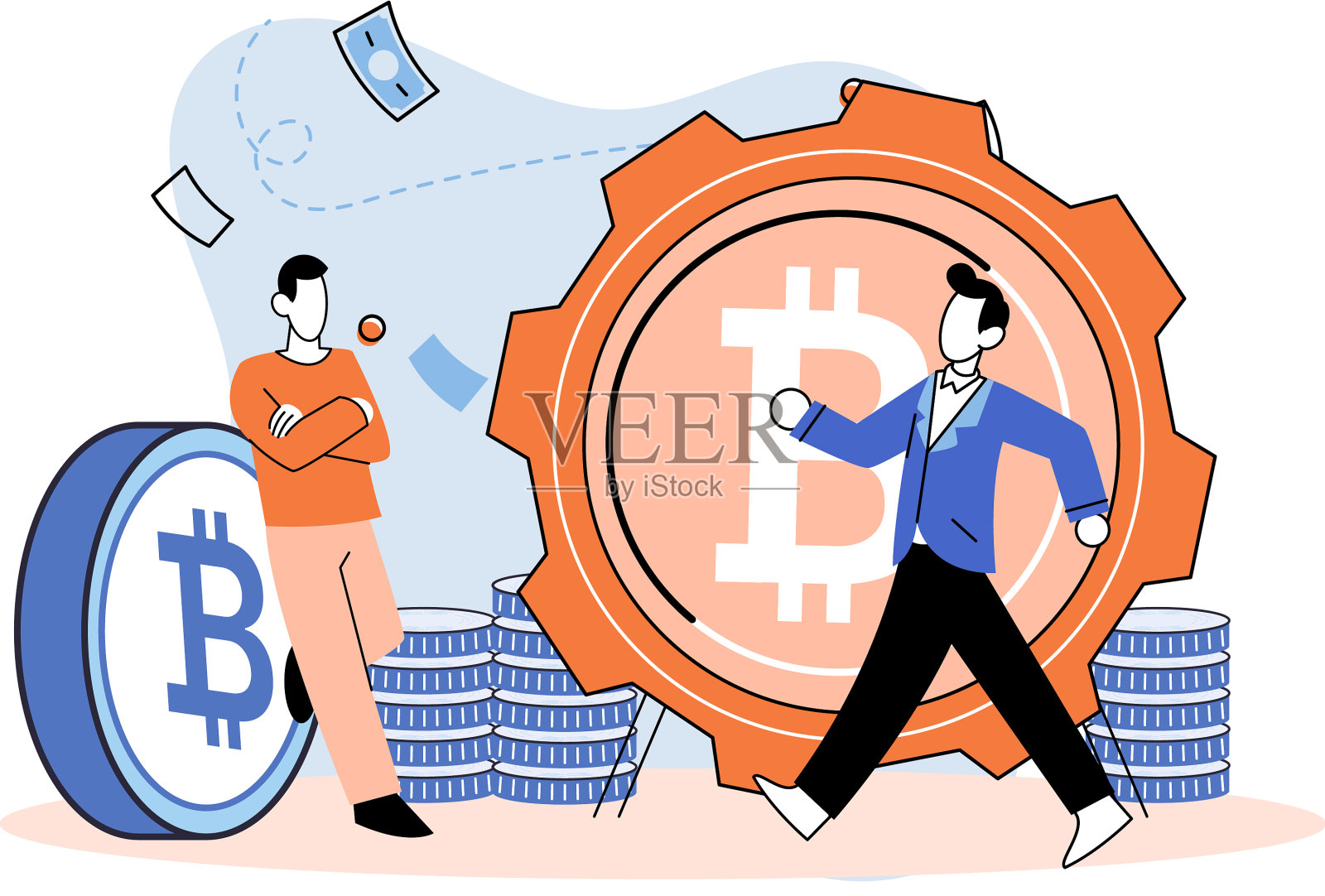 加密货币比特币挖矿比喻区块链设计元素图片