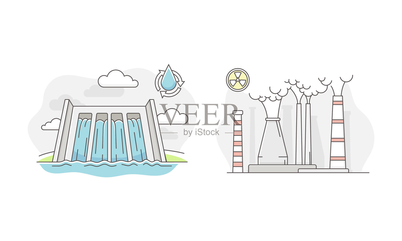 水电站和核电站插画图片素材