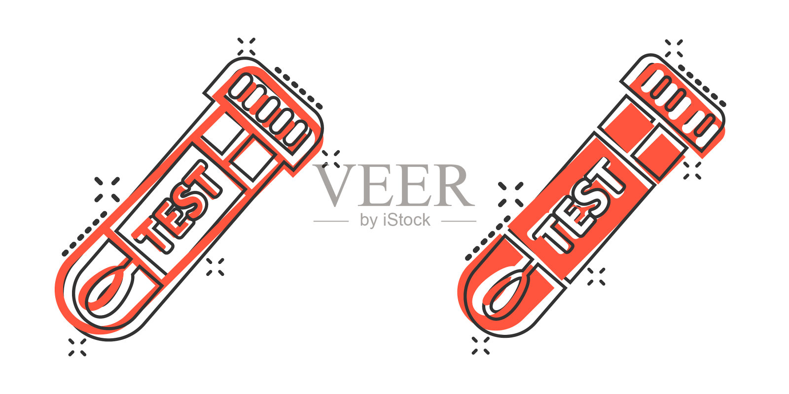 冠状病毒测试图标在漫画风格COVID-19插画图片素材