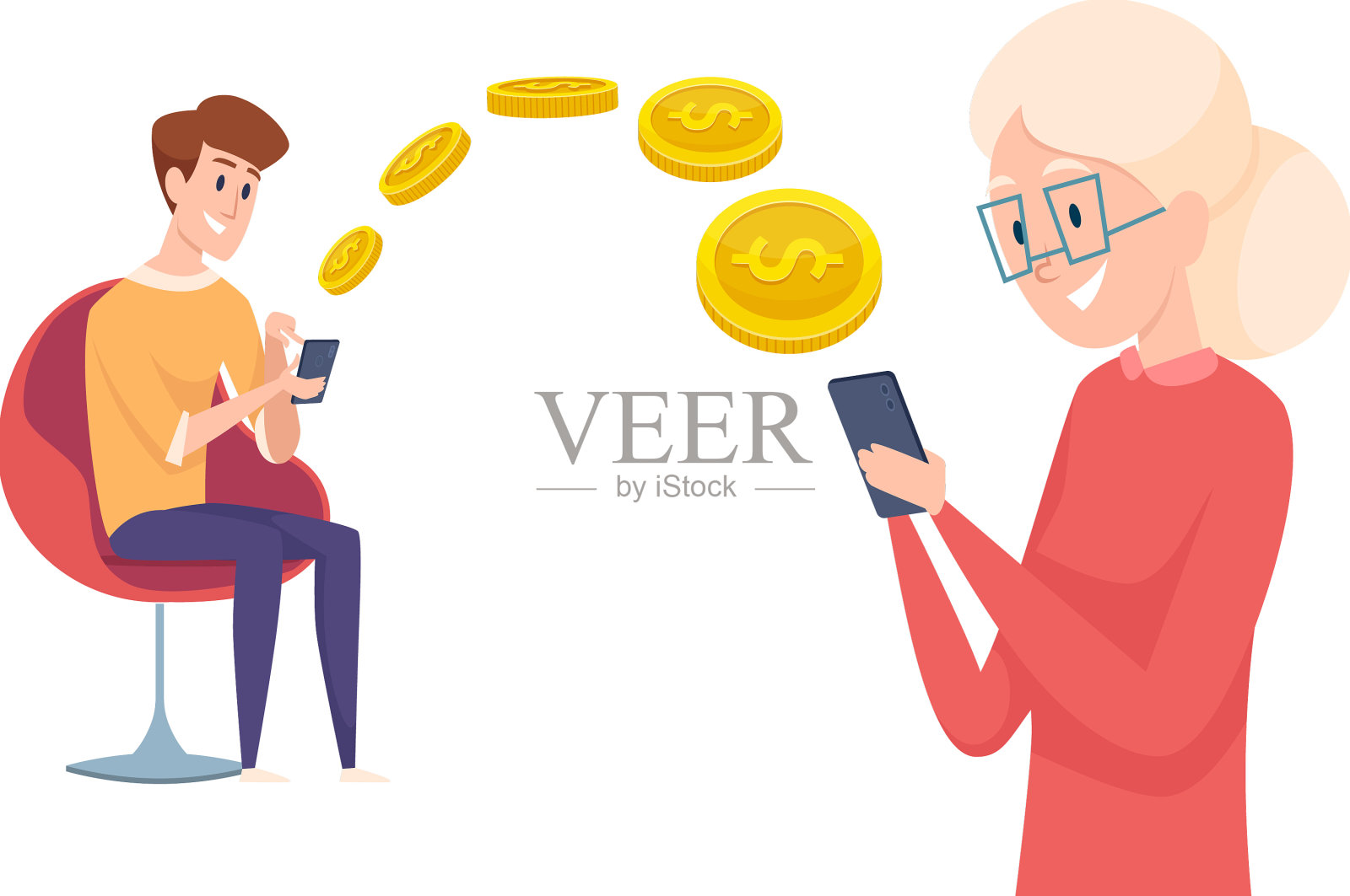 转账小子用电话金融送钱设计元素图片