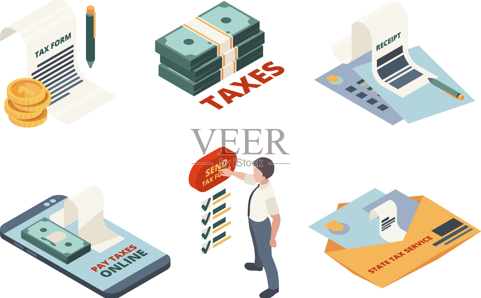 网上纳税等法律服务插画图片素材