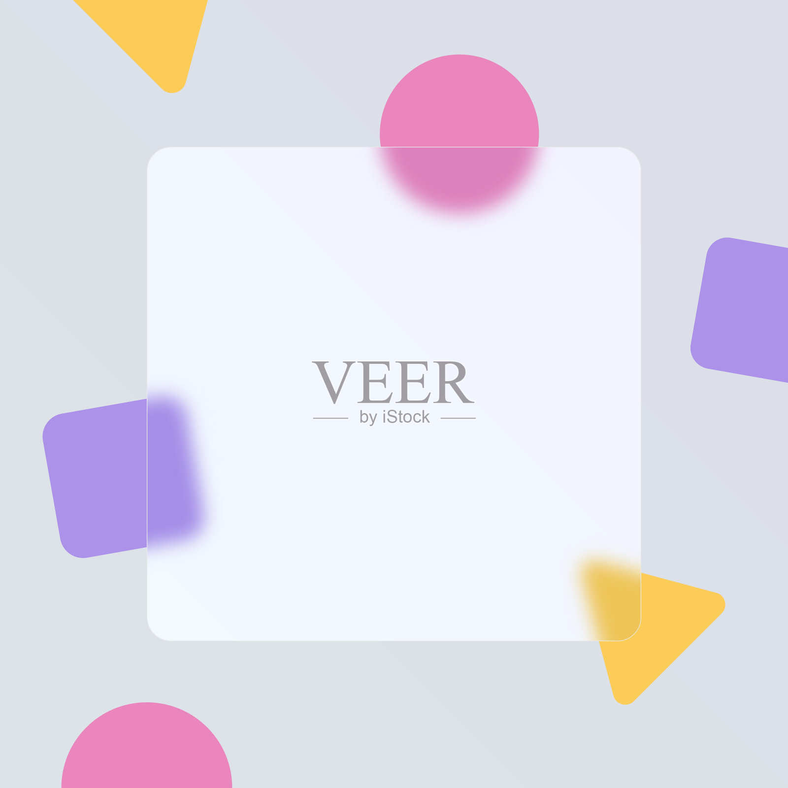 透明玻璃形态现代矢量背景模板几何图形和复制空间。抽象的方形彩色模板社交媒体发帖业务。紫色、粉色和黄色插画图片素材