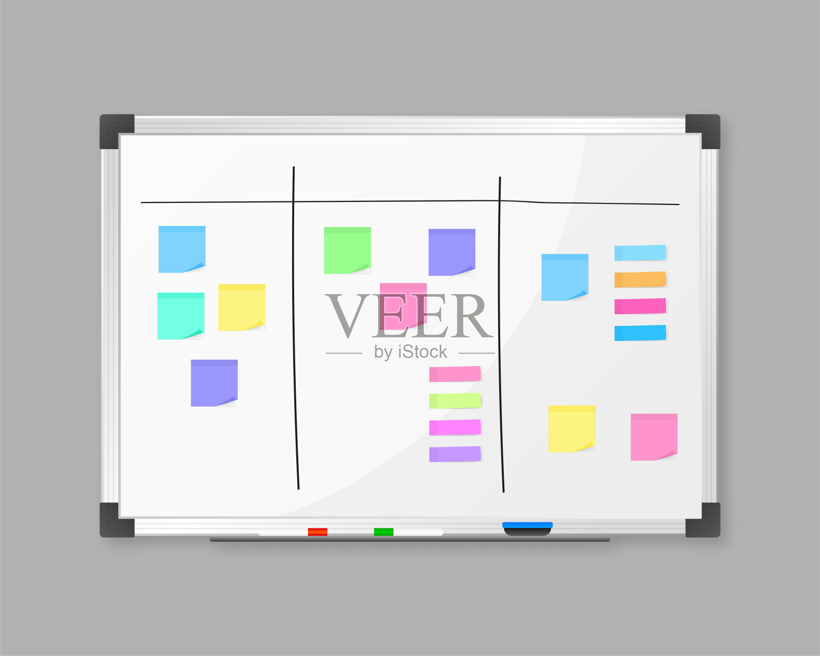 标志板。记事本粘贴标签。平直的白板。矢量插图。插画图片素材