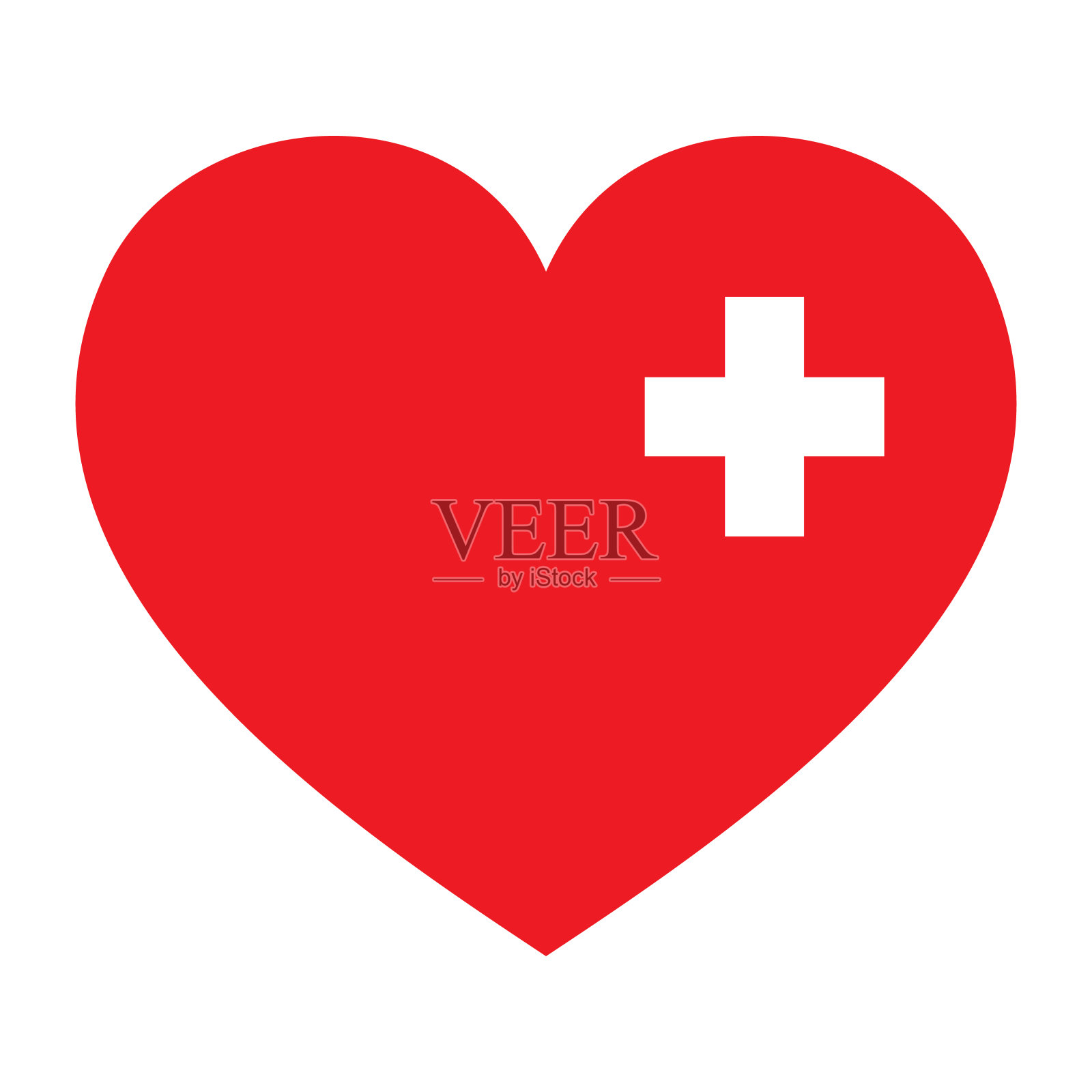 红心与十字矢量图标。医疗图标。医学图标矢量插图插画图片素材
