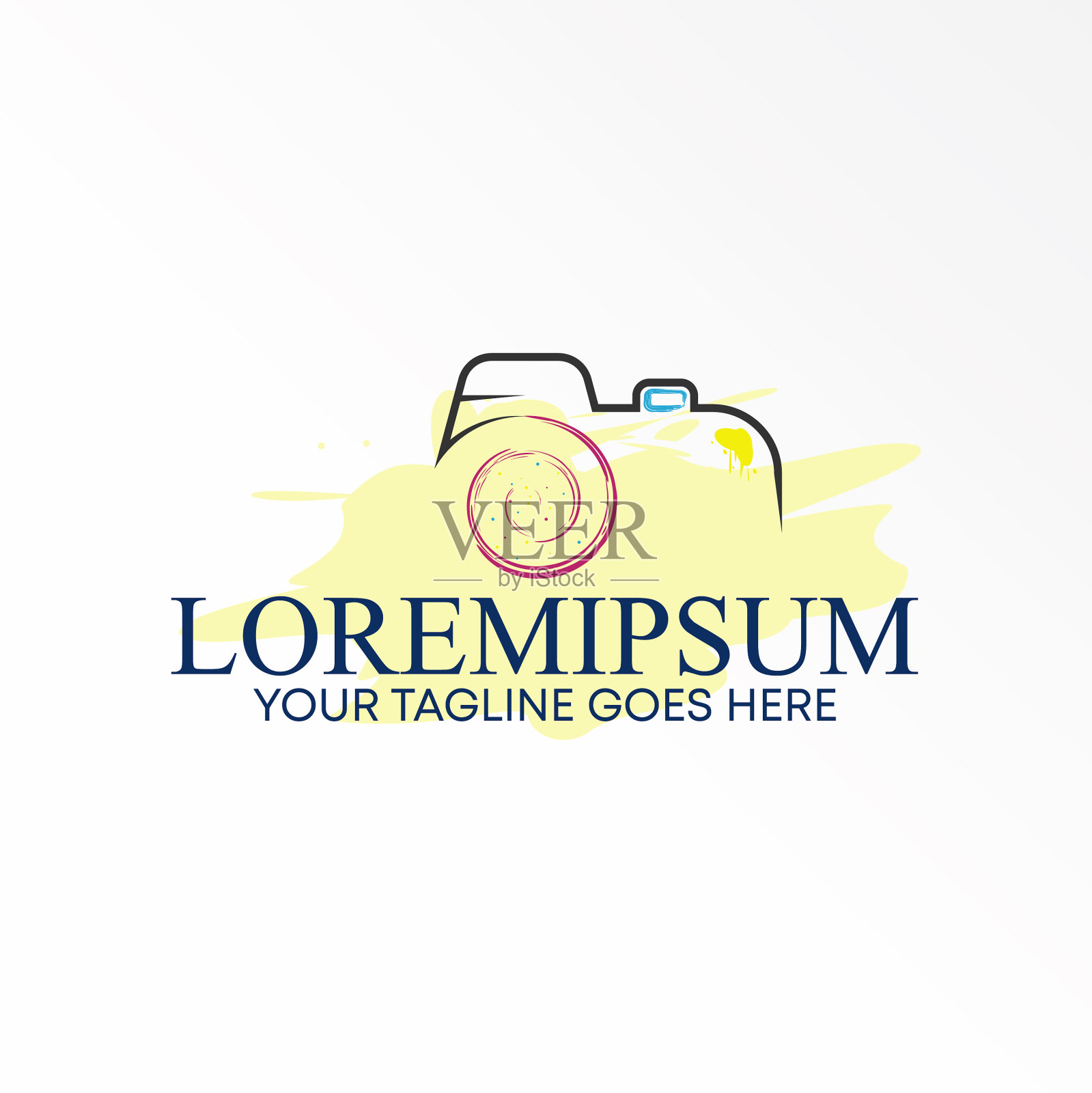 相机或捕捉与线条艺术和多色插画图片素材