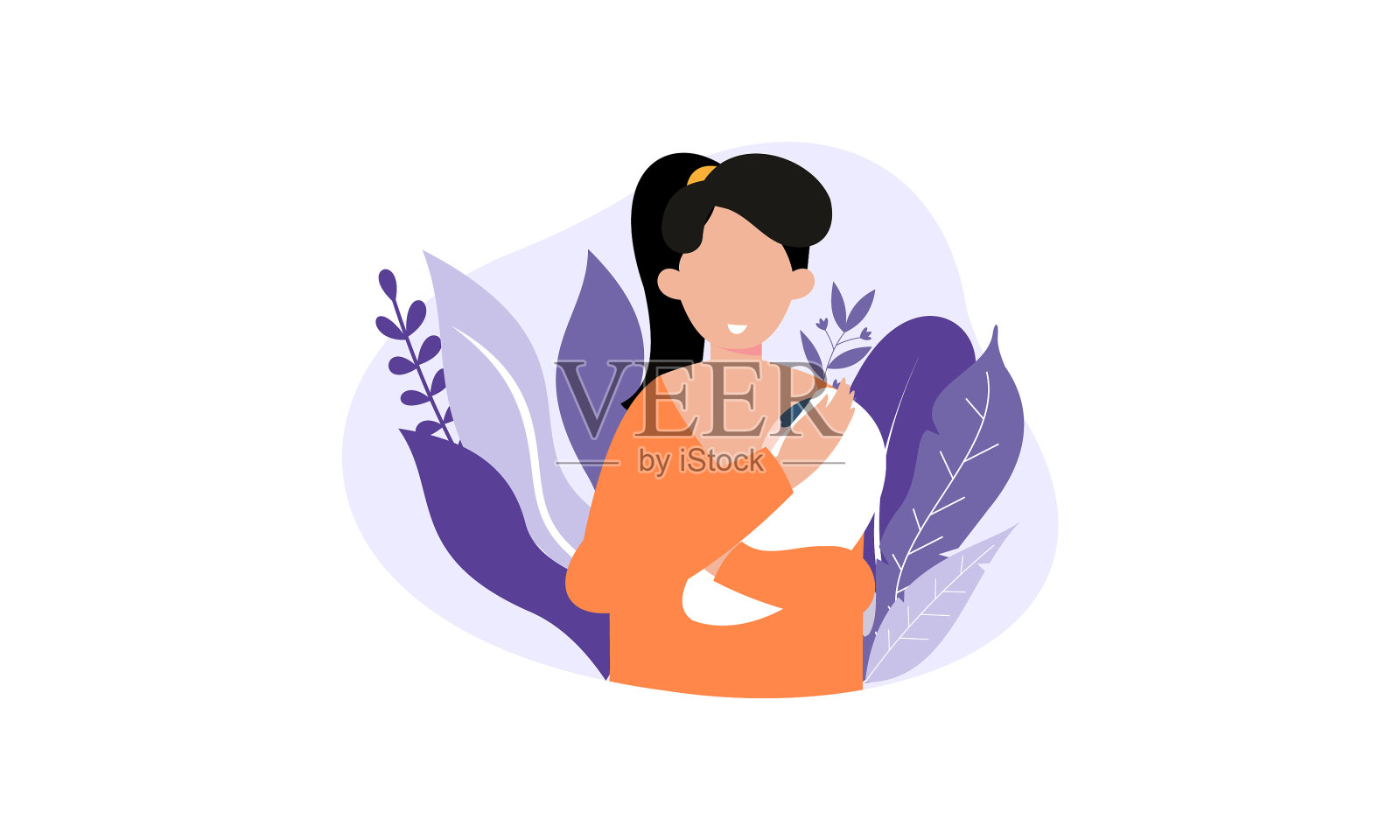 用母乳哺育婴儿的慈爱母亲插画图片素材