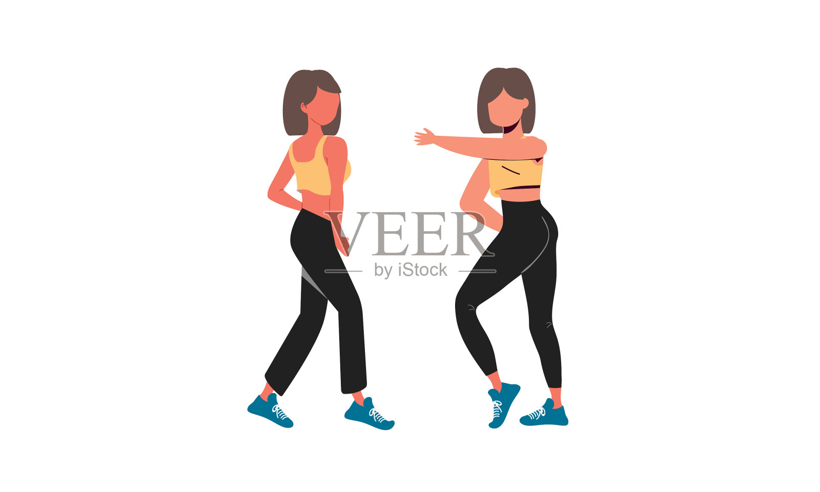 手绘平人跳舞插画图片素材