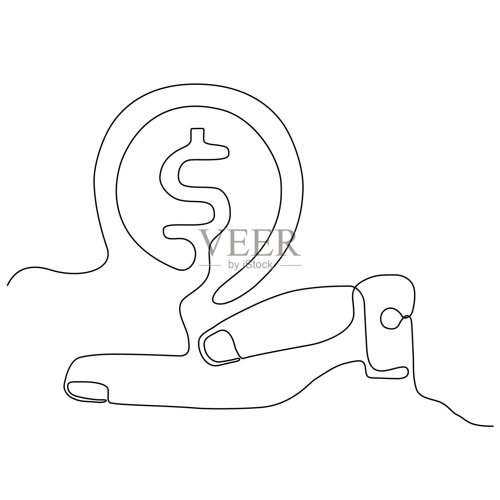 连续线手持硬币设计元素图片