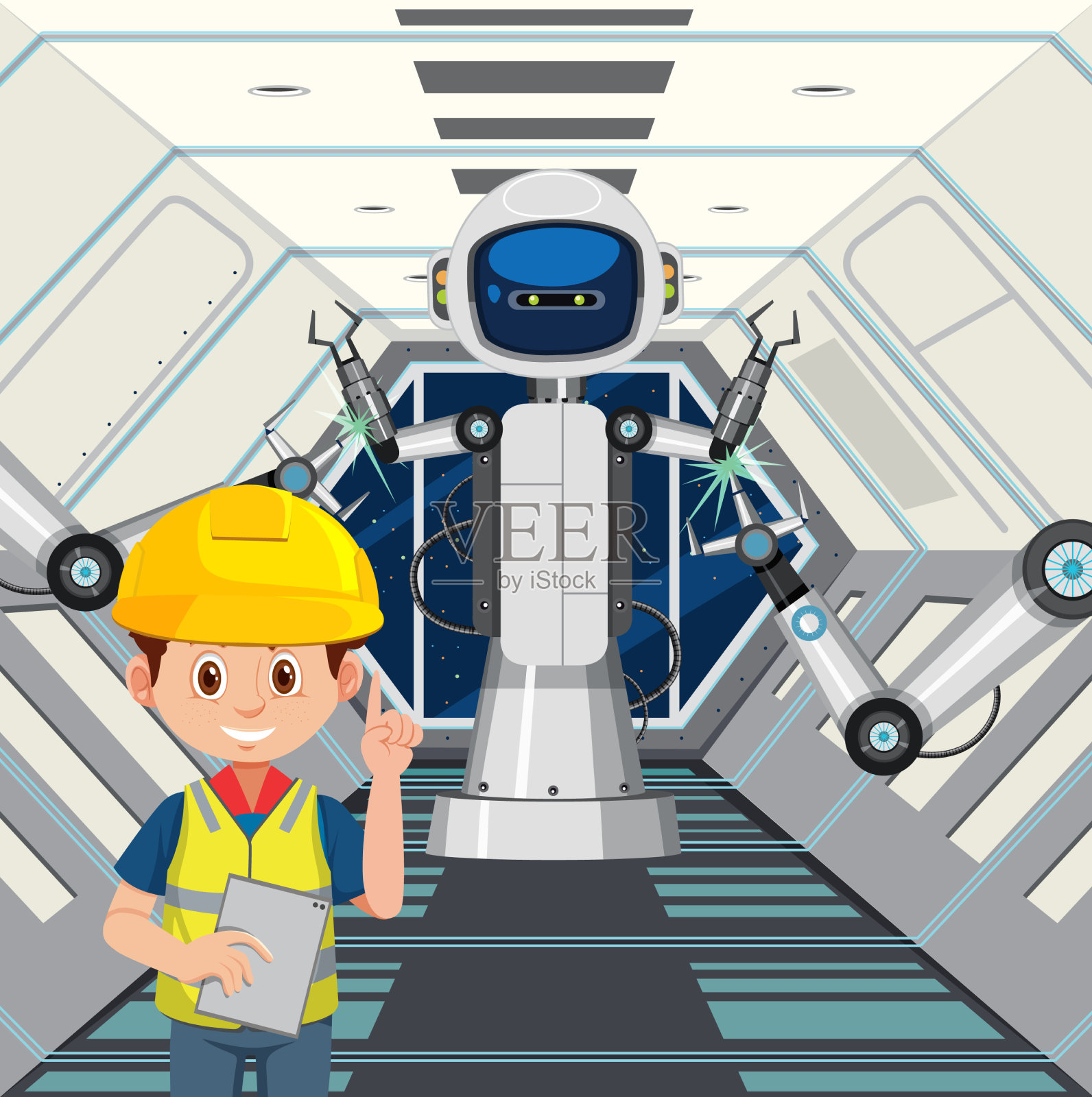 机器人自动化行业概念插画图片素材