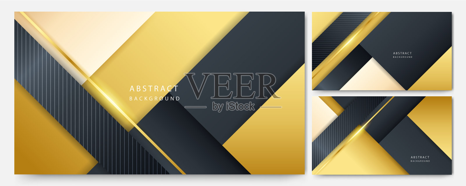 一套黑色和闪亮的黄金抽象背景插画图片素材