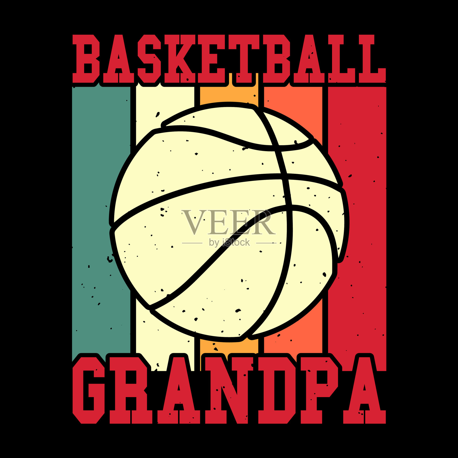爷爷篮球运动员复古t恤设计插画图片素材