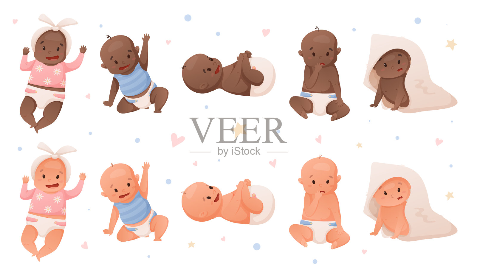 一组孤立的新生儿图标素材