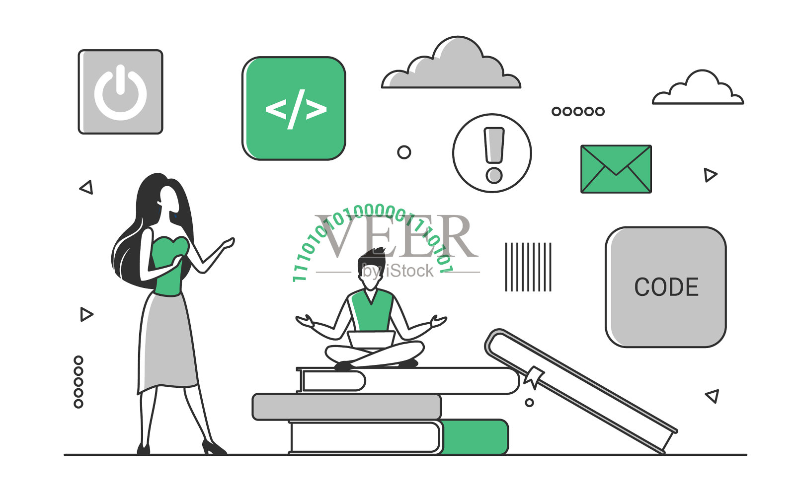 数字化软件开发团队插画图片素材