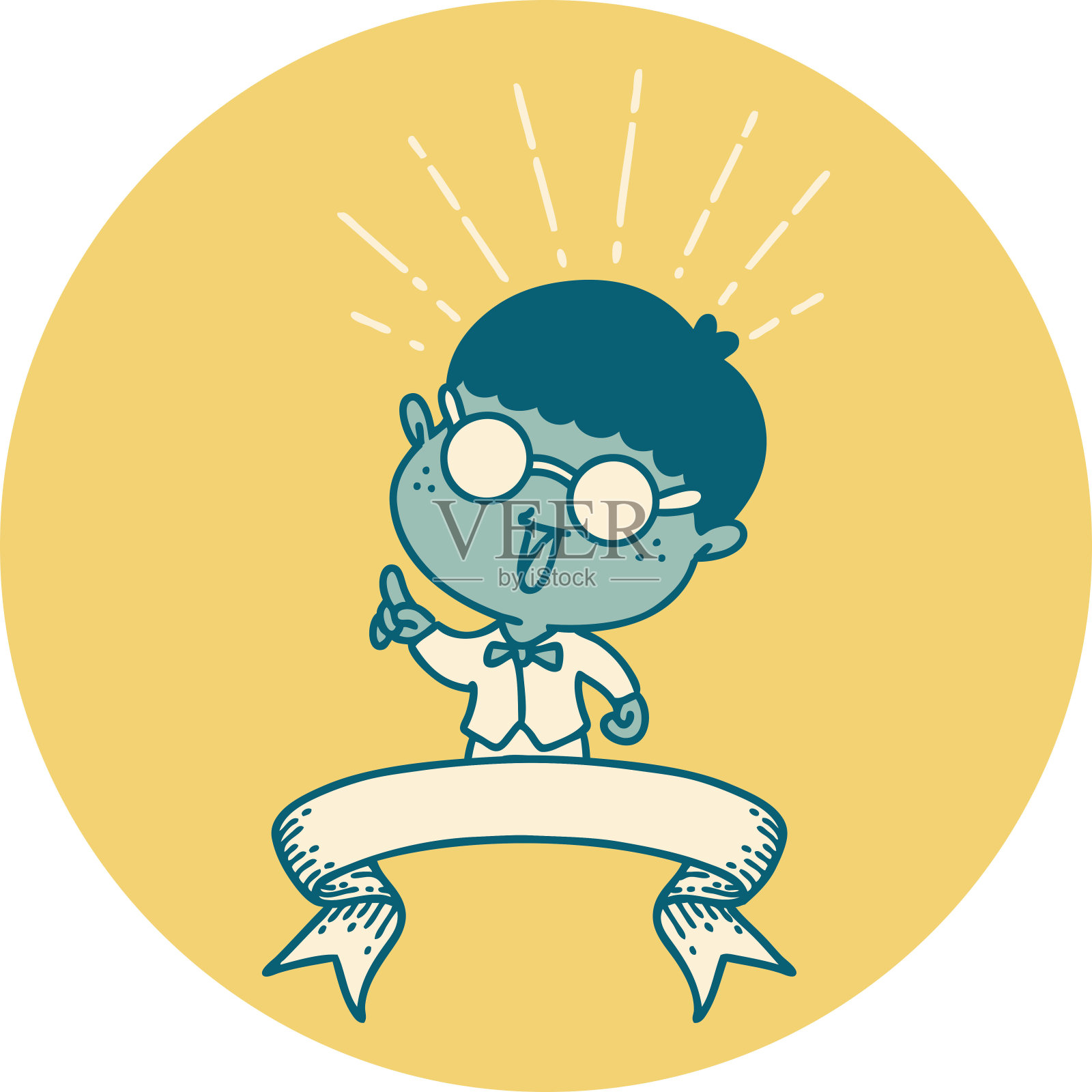 有天才想法的纹身男士图标插画图片素材