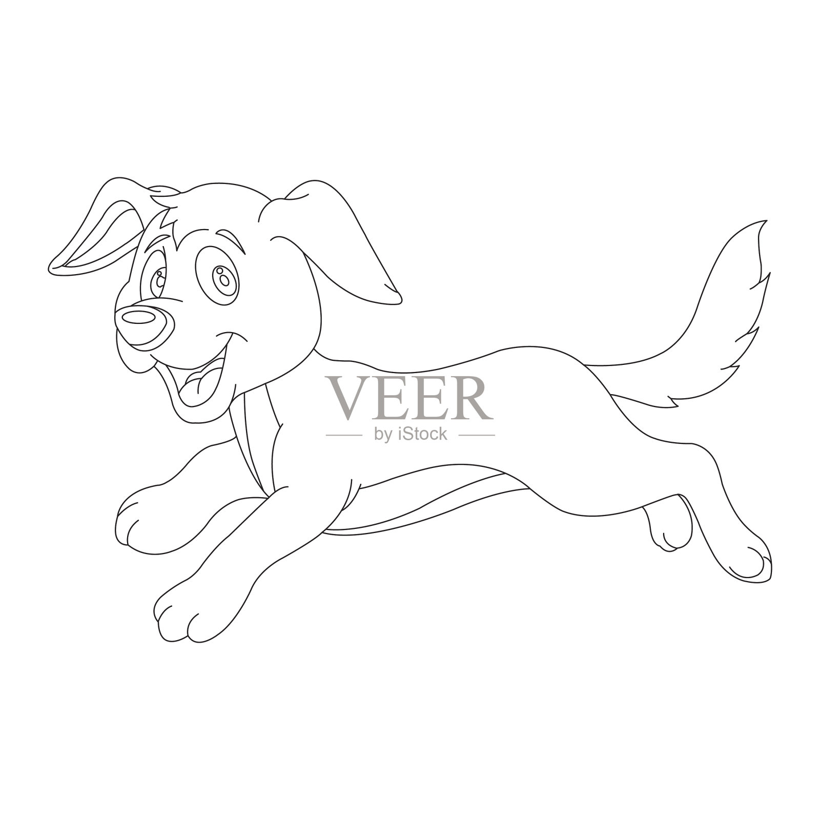 可爱的小狗狗轮廓着色页动物插画图片素材
