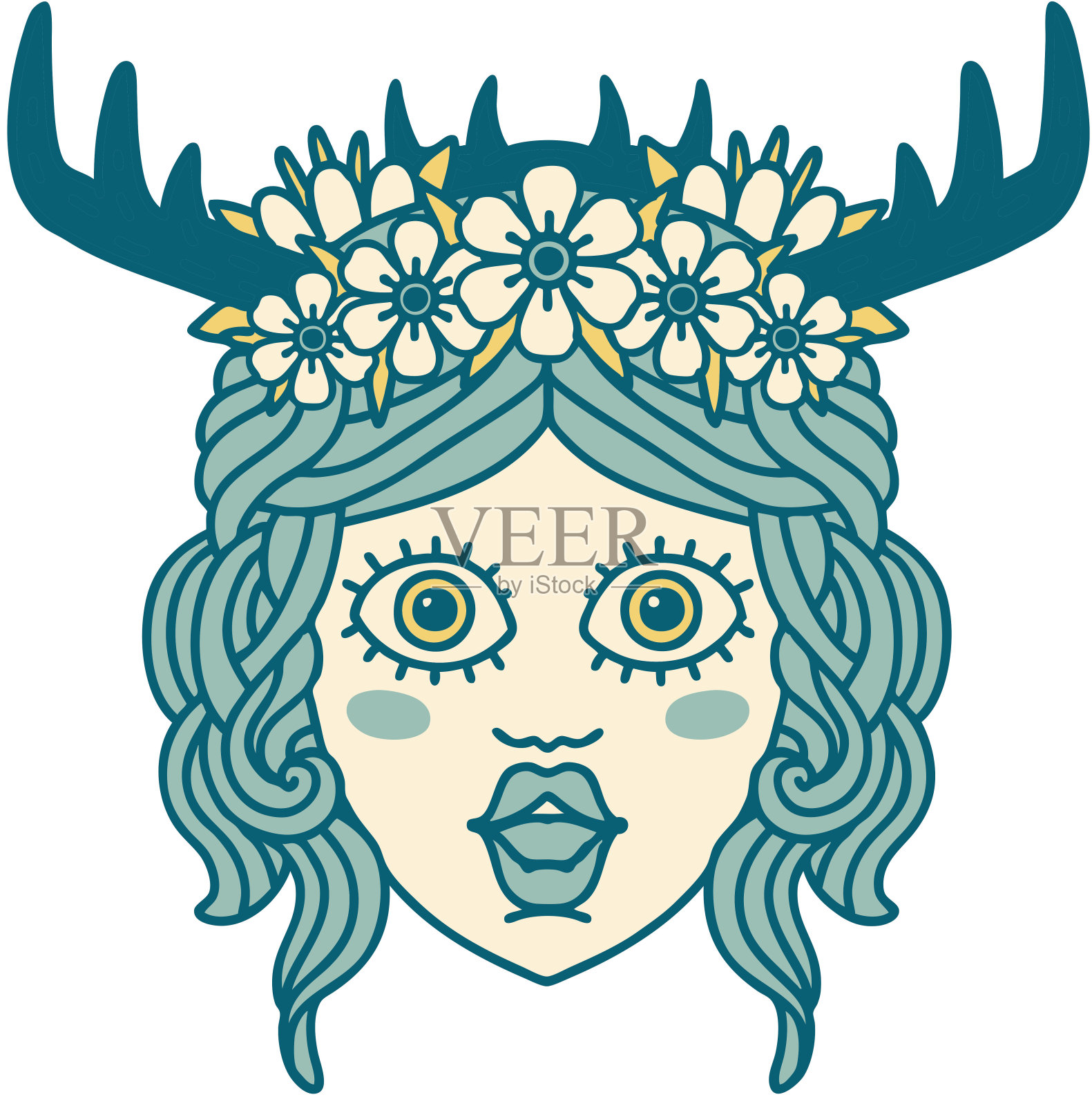 人类德鲁伊人物脸部插图插画图片素材