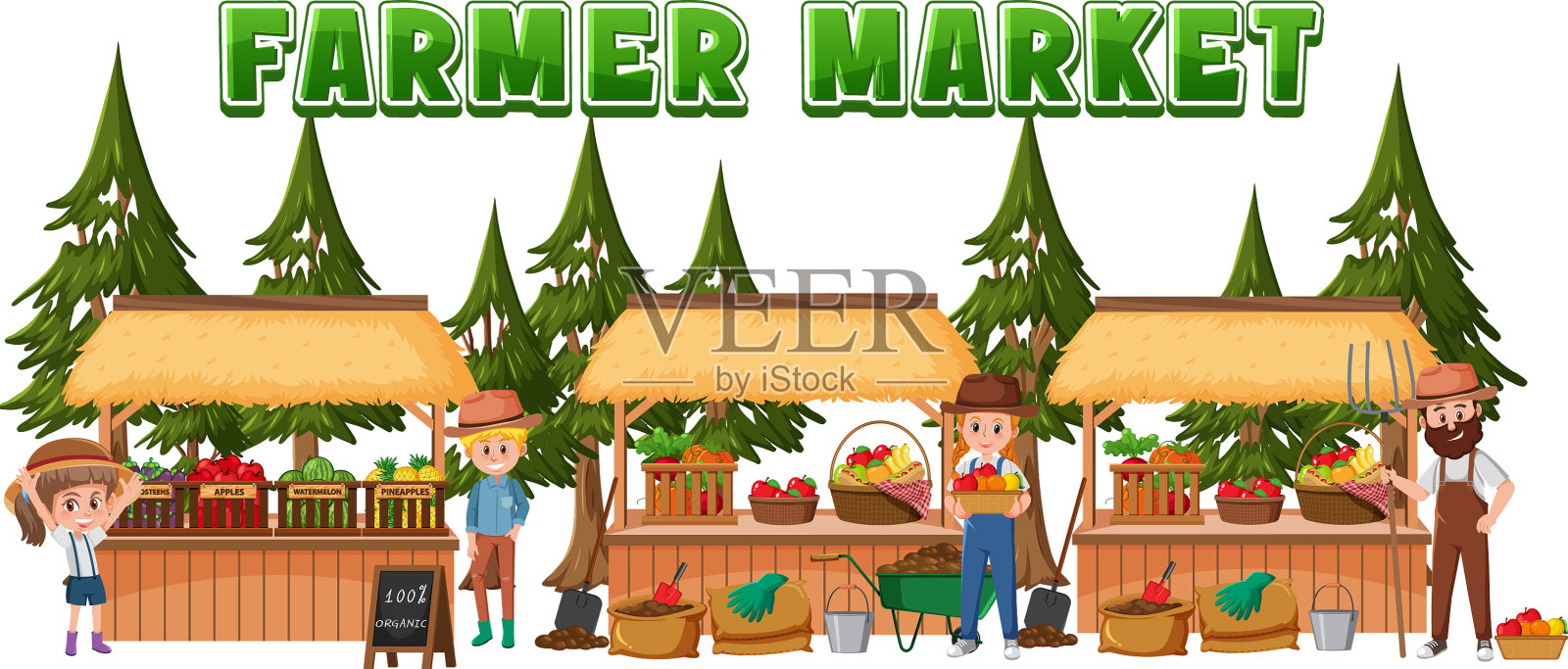 有摊位的农贸市场概念设计元素图片