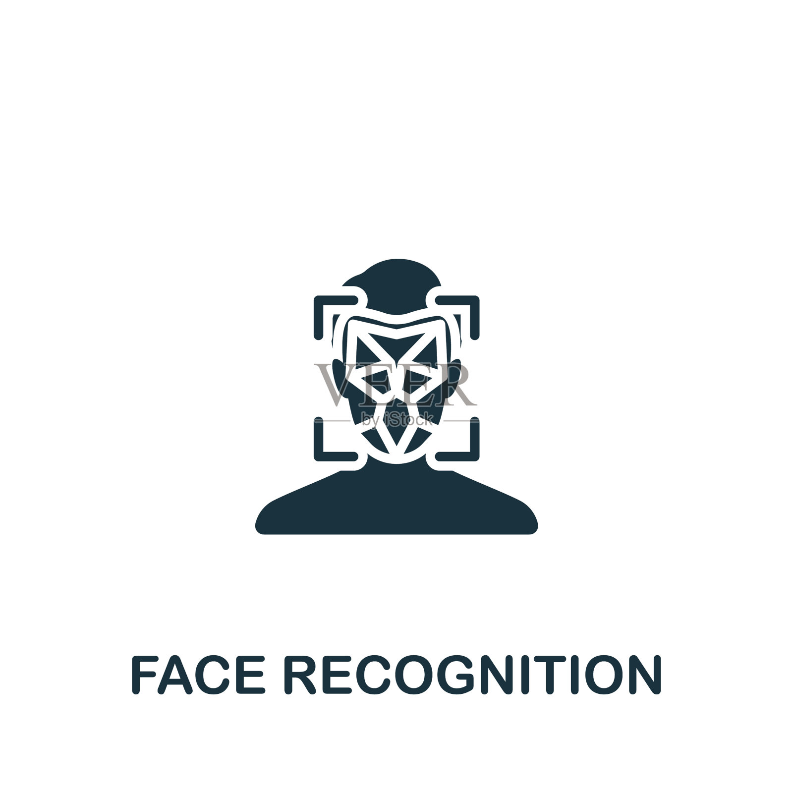 人脸识别图标单色简单图标为插画图片素材