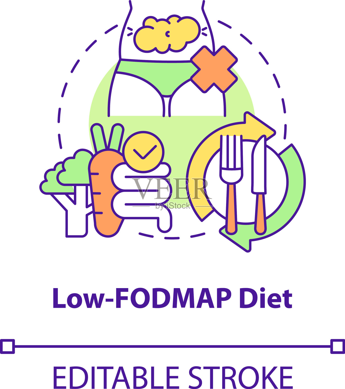 低fodmap饮食概念图标插画图片素材