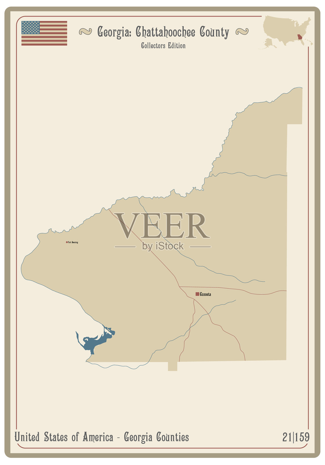 伊利诺斯州查塔胡奇县地图插画图片素材