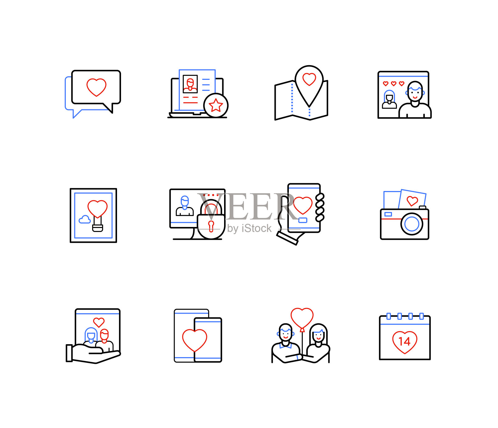 浪漫爱情关系线设计风格图标素材