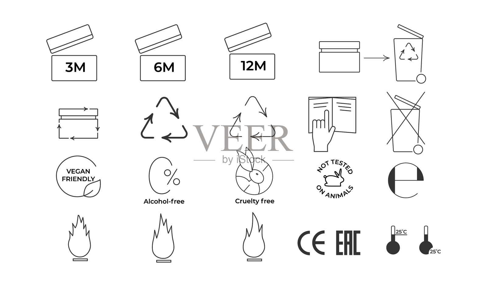 化妆品包装图标设置为回收塑料图标素材