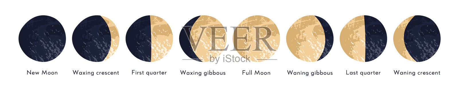 月相，月相周期，月相月插画图片素材