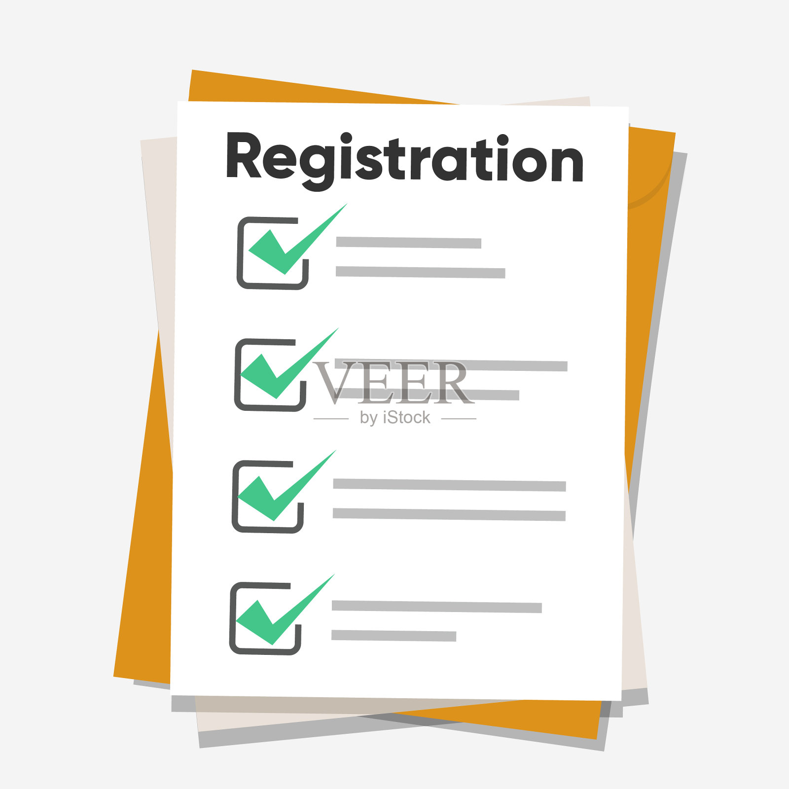 注册表剪贴板和检查标记平坦插画图片素材