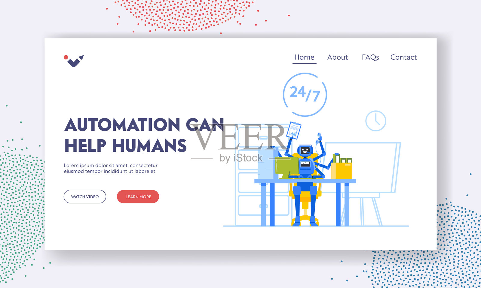 可以帮助人工实现页面模板的自动化登陆插画图片素材