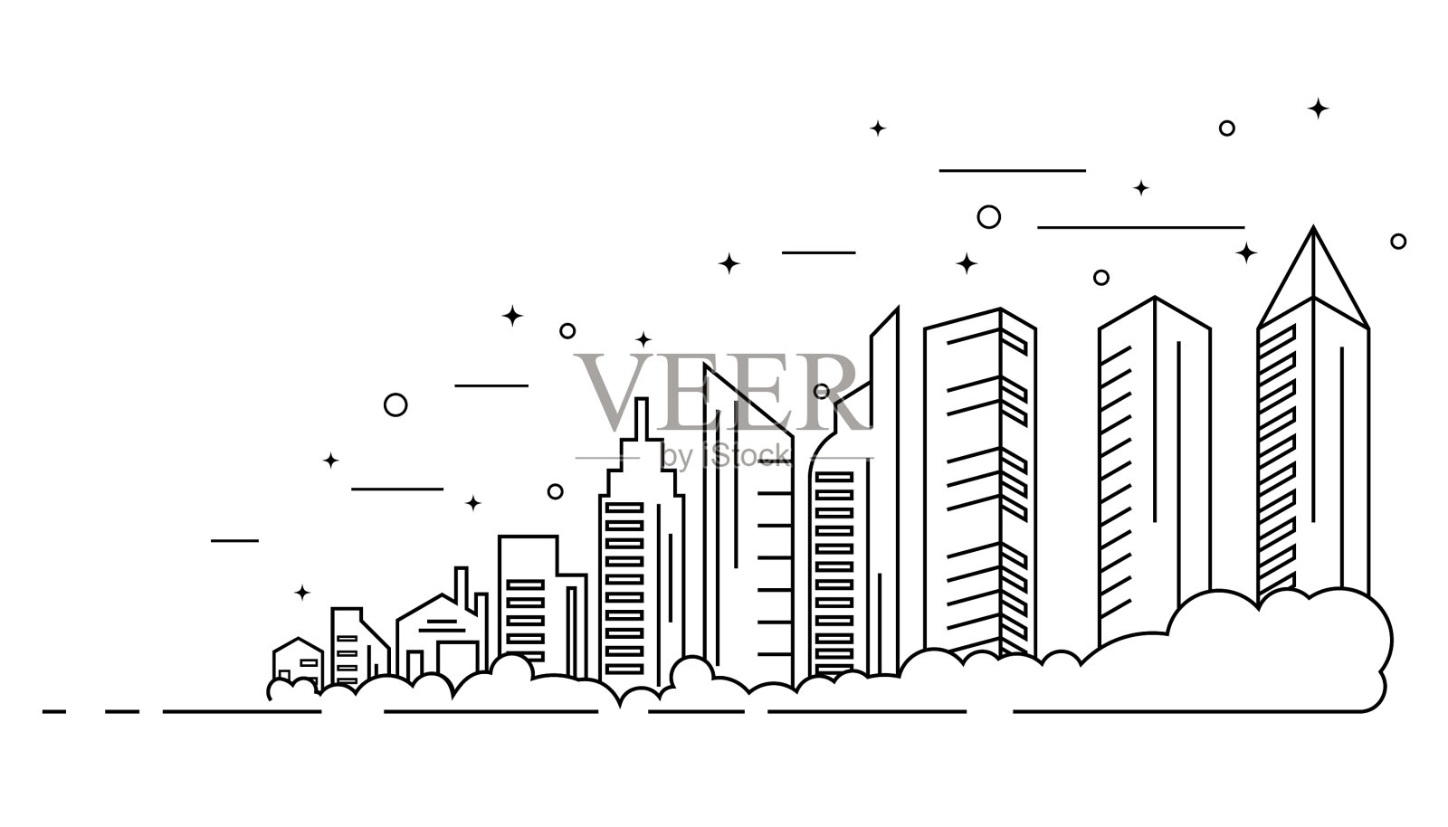 城市天际线平面设计插画图片素材