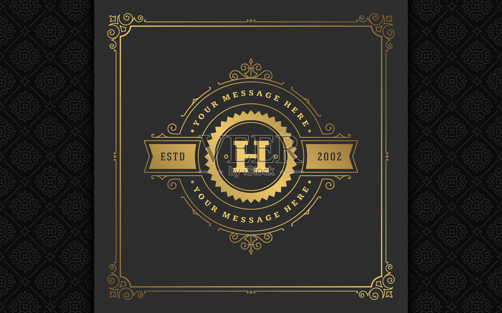 复古的字母组合标志优雅地装饰线条艺术插画图片素材