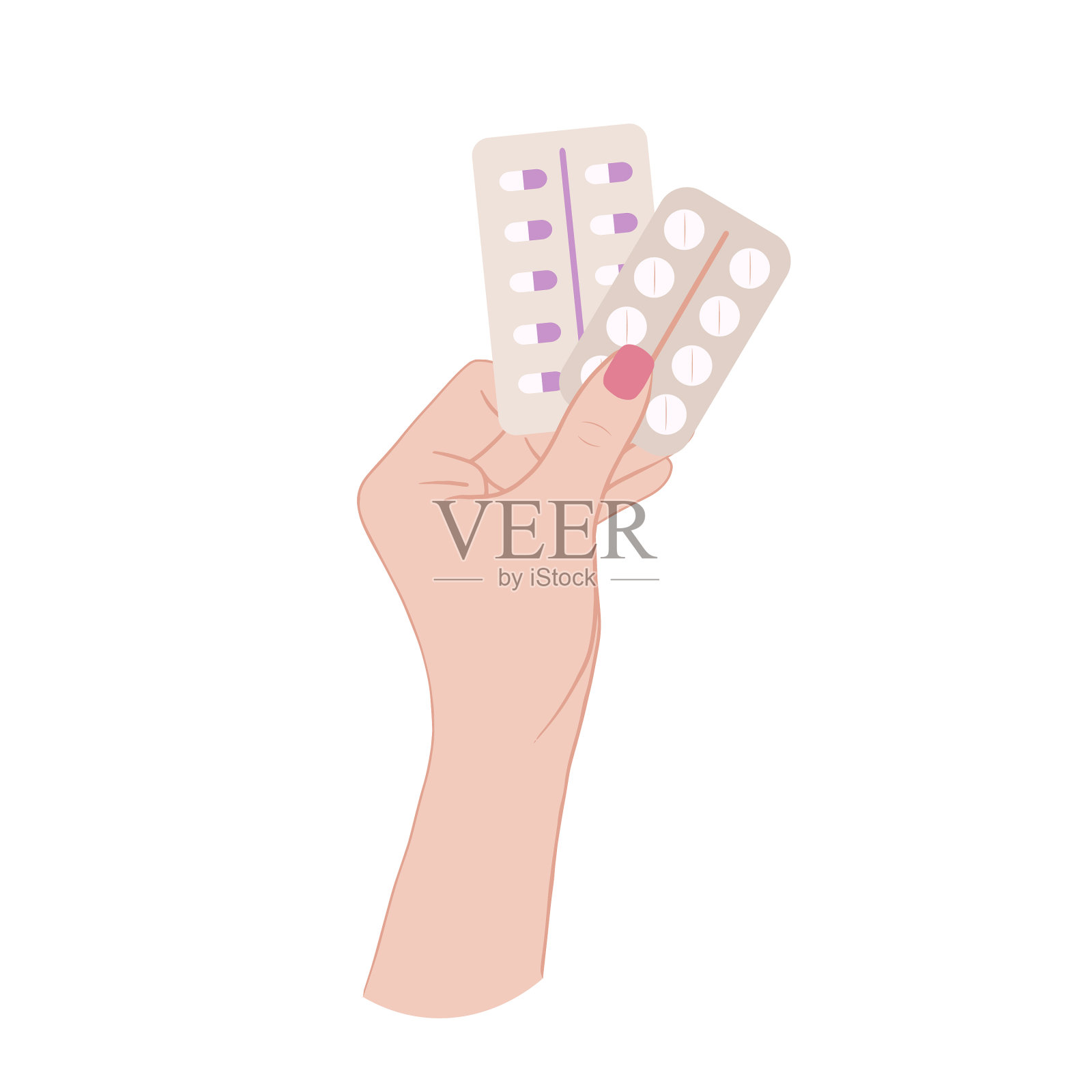 手拿药片和胶囊的药房概念设计元素图片