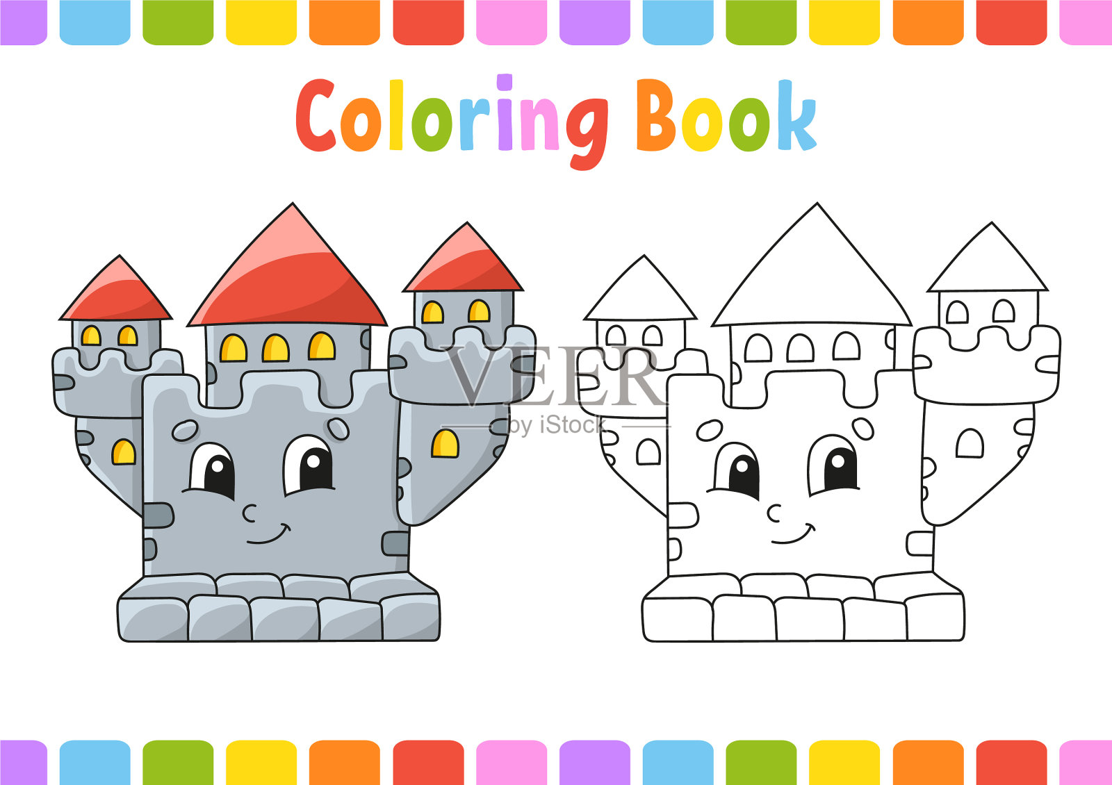 儿童童话主题卡通填色书插画图片素材