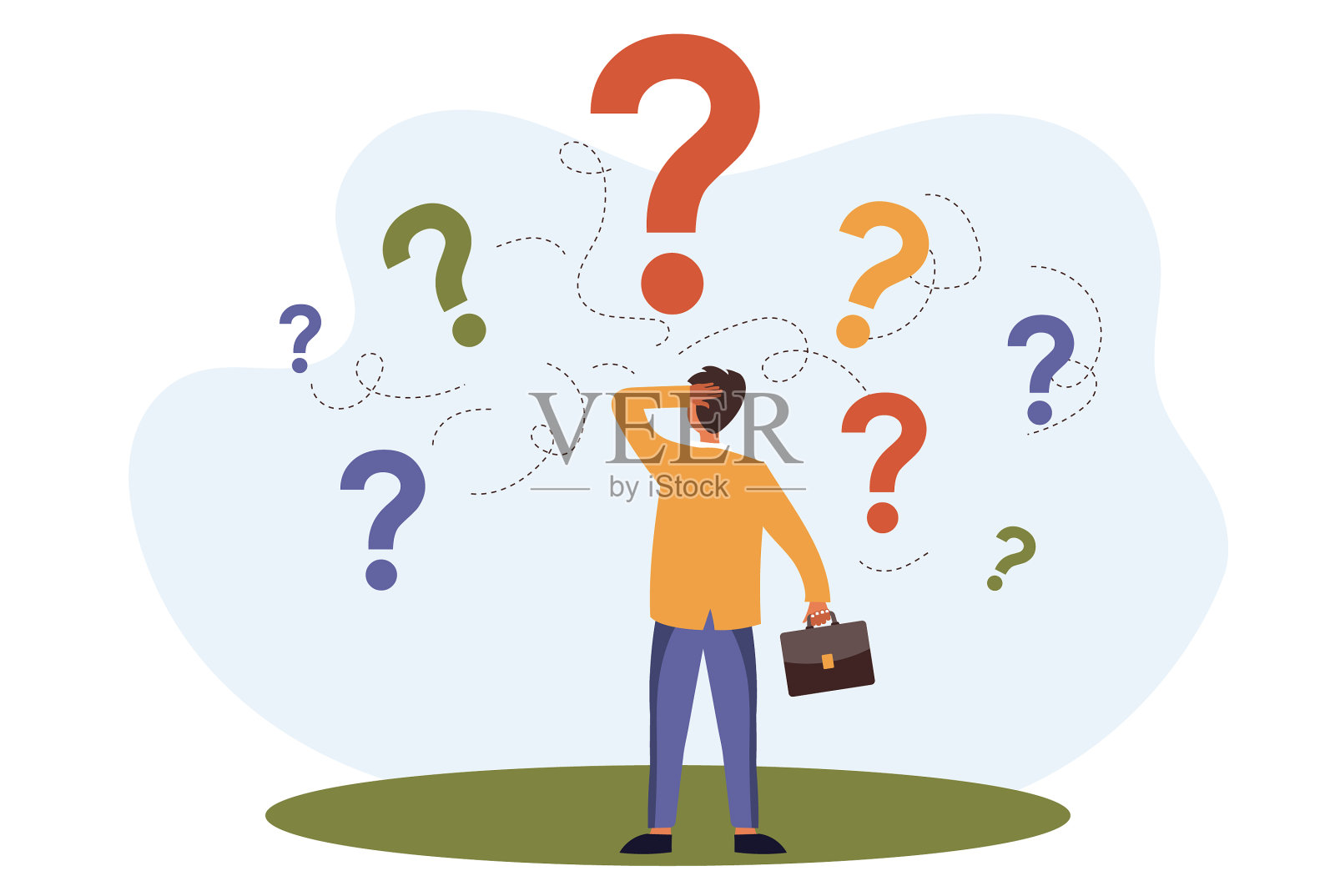 沉思的人站着做商业决定插画图片素材