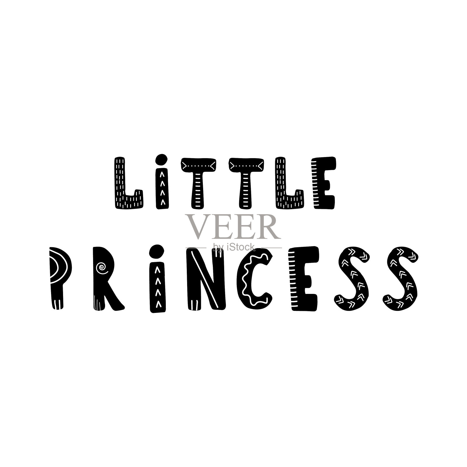 小公主字母手绘斯堪的纳维亚插画图片素材