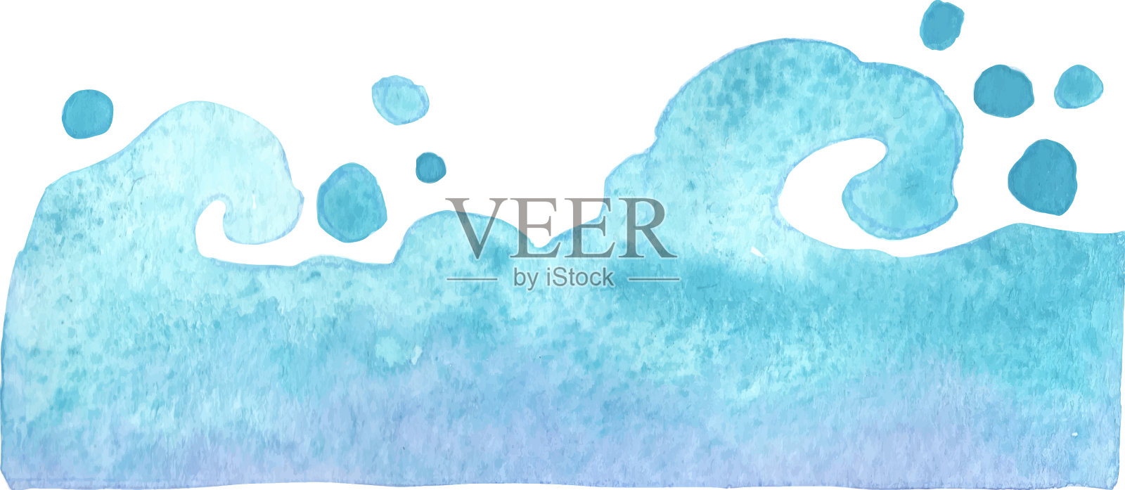 海波水波边水彩设计元素图片