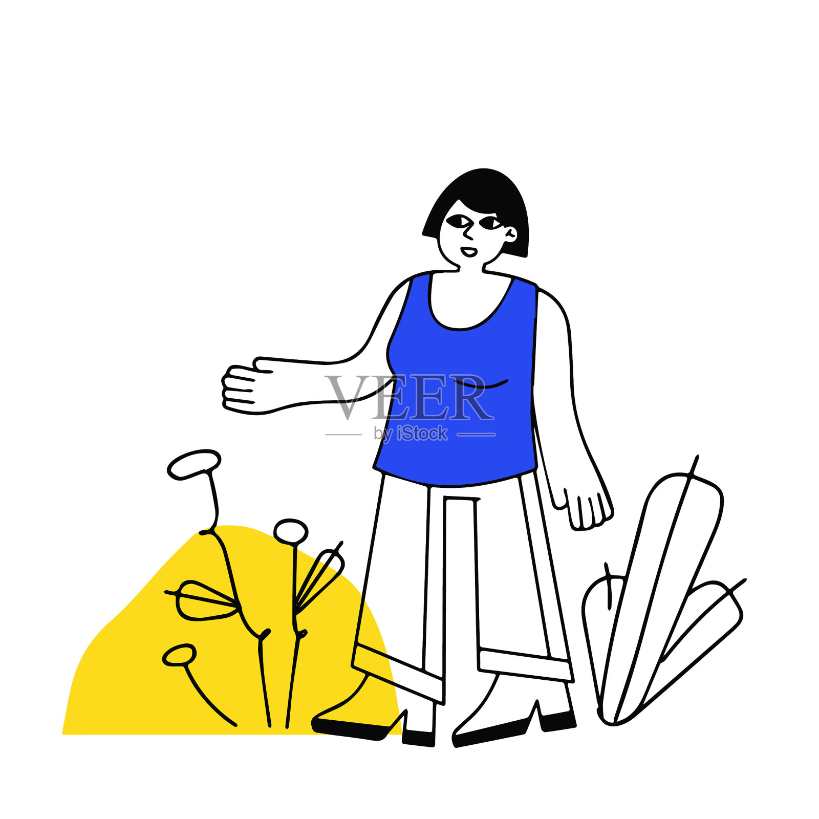 女孩在休闲服装中的现代性格设计元素图片