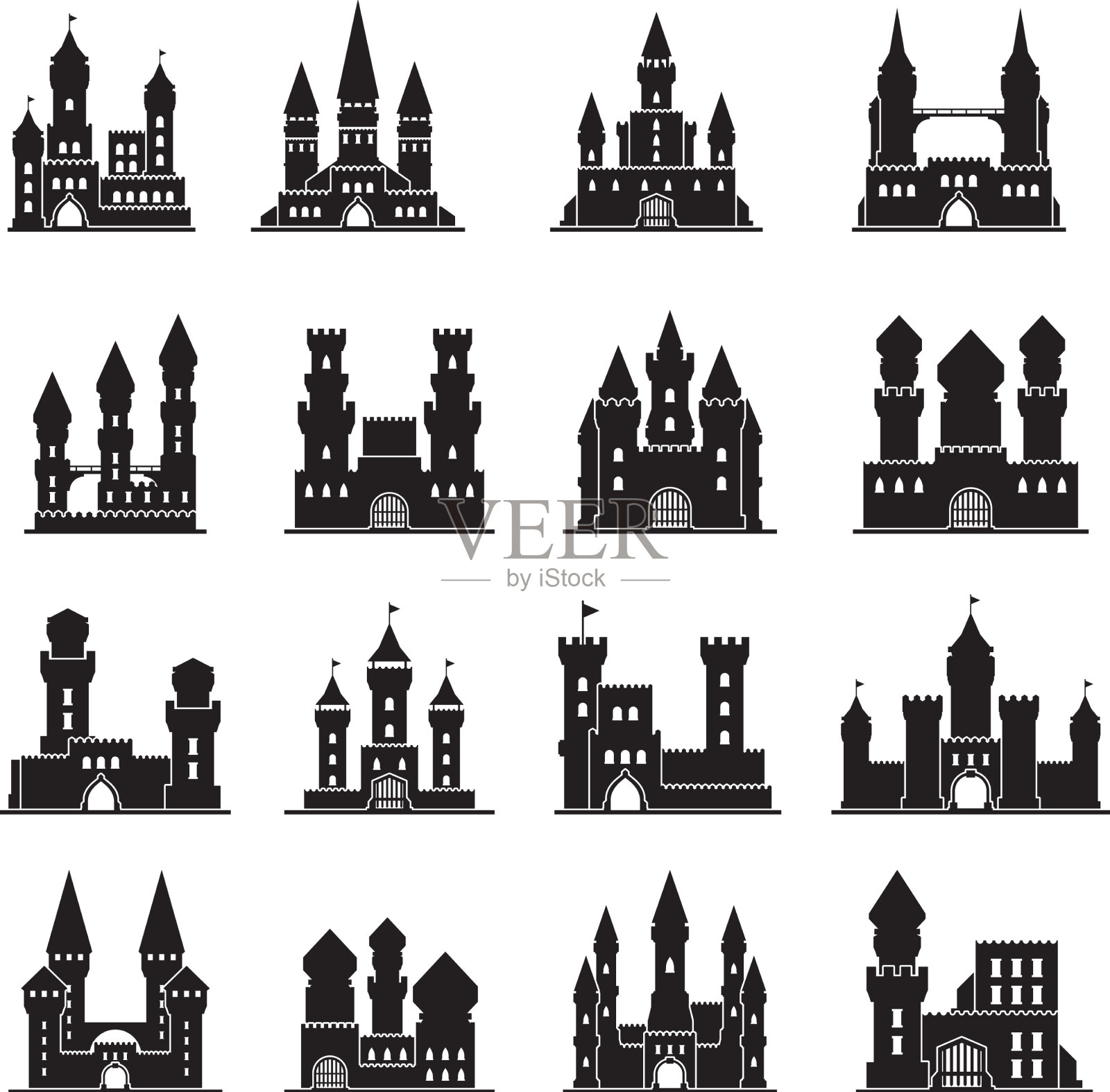 城堡是中世纪古堡的剪影插画图片素材