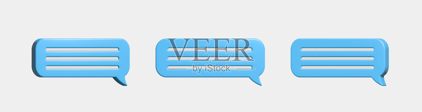 有光泽的红色语音泡泡和信使形状的3d插画图片素材