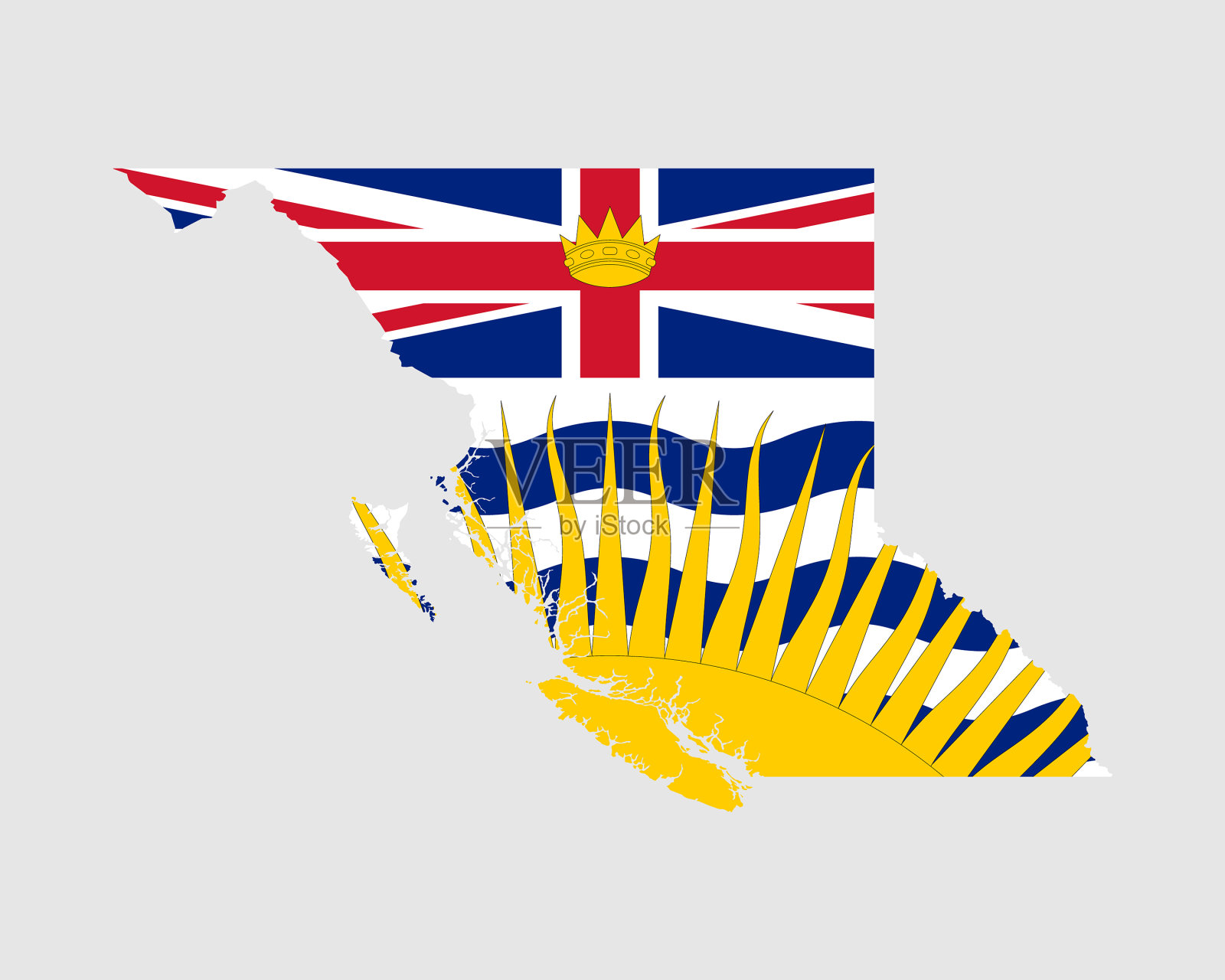 不列颠哥伦比亚省加拿大地图旗帜加拿大省插画图片素材