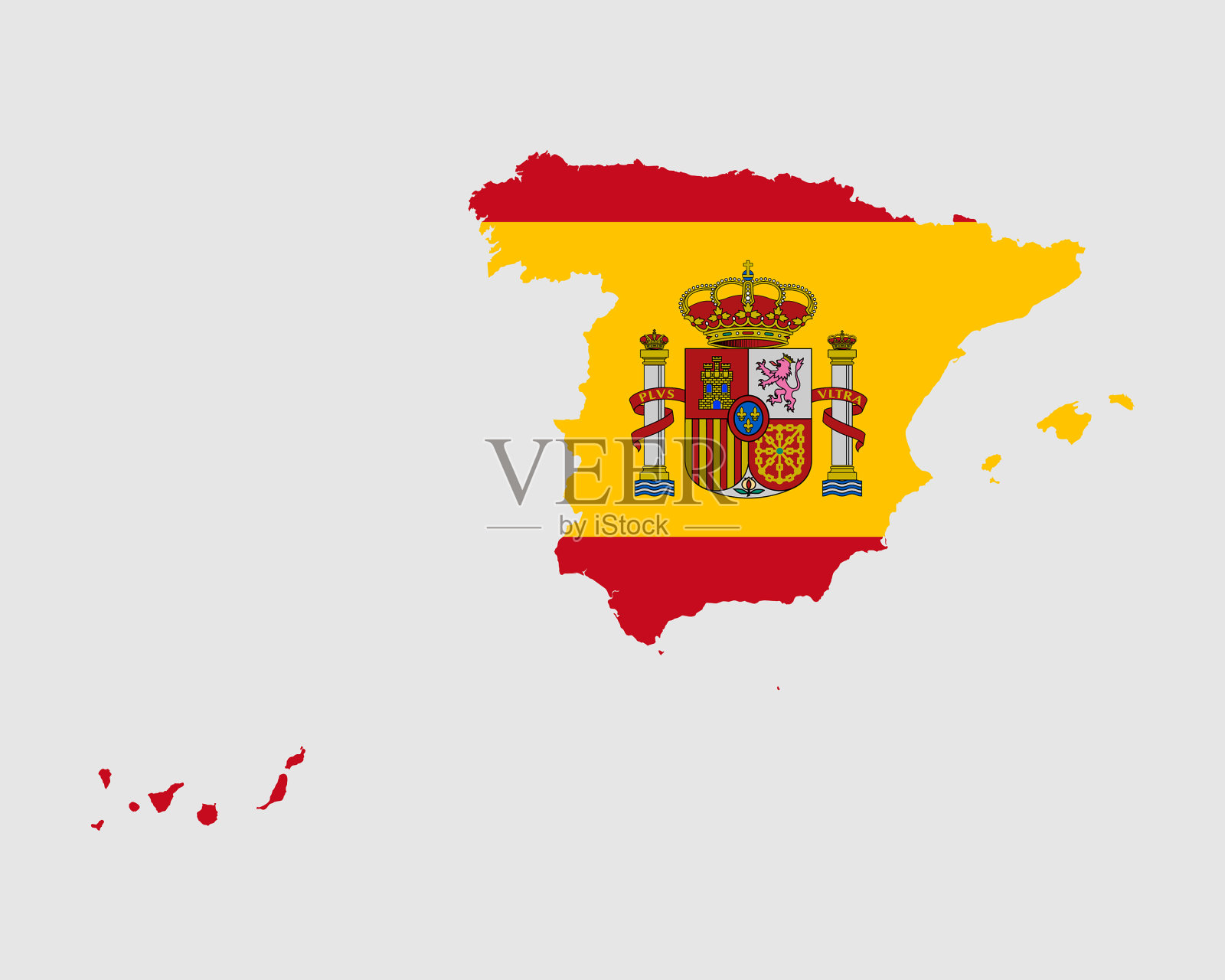 西班牙地图旗帜西班牙国家地图与旗帜插画图片素材