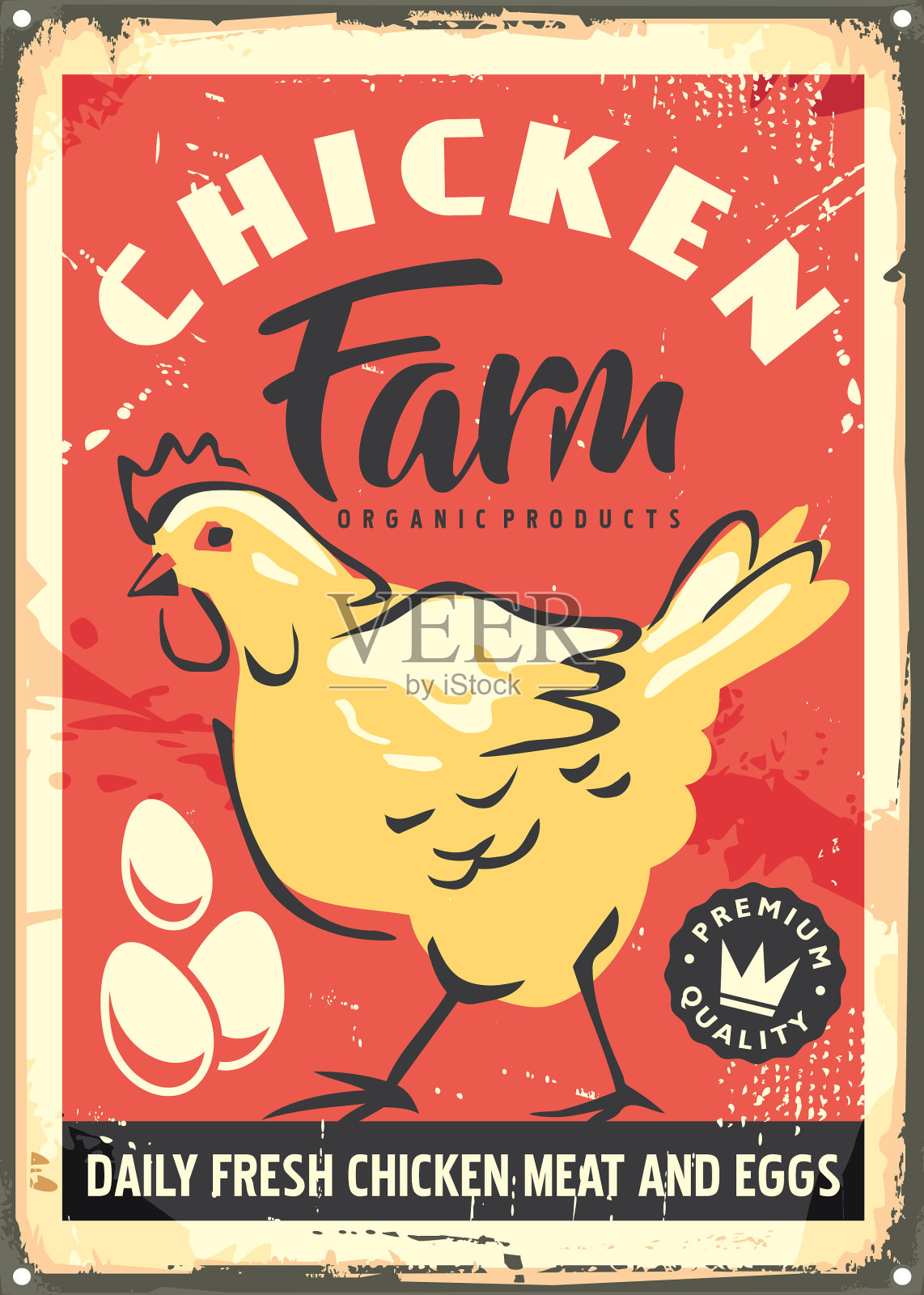 养鸡场复古招牌模板插画图片素材