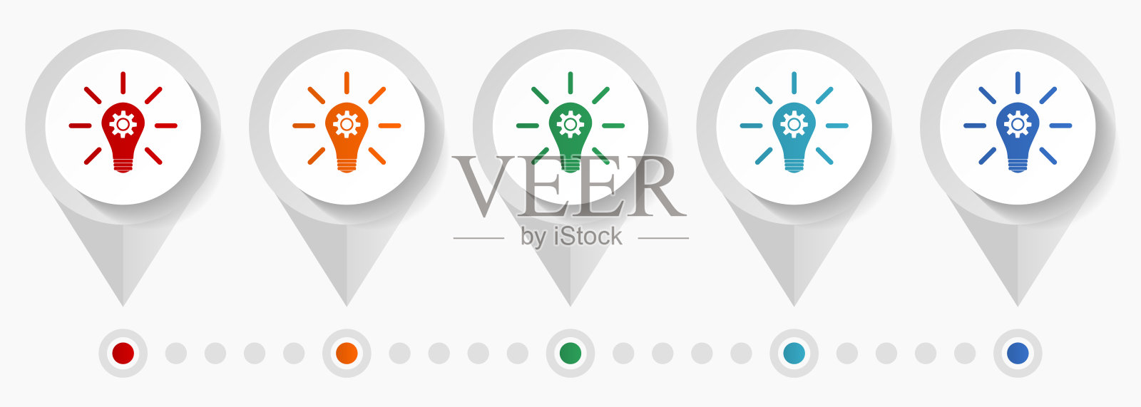 想法，解决方案，灯泡，创新概念矢量图标，易于编辑的信息图表模板，一套丰富多彩的平面设计指针的网页设计和移动应用程序图标素材