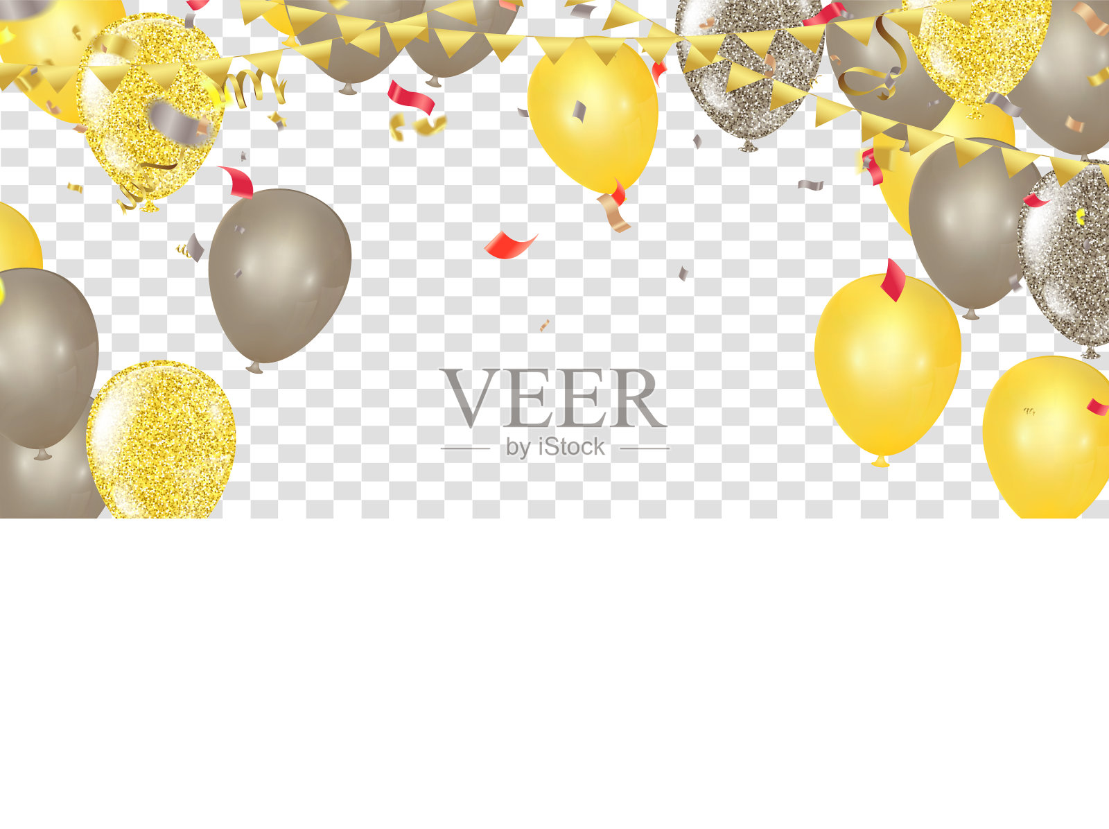 新的生日庆祝彩带气球插画图片素材