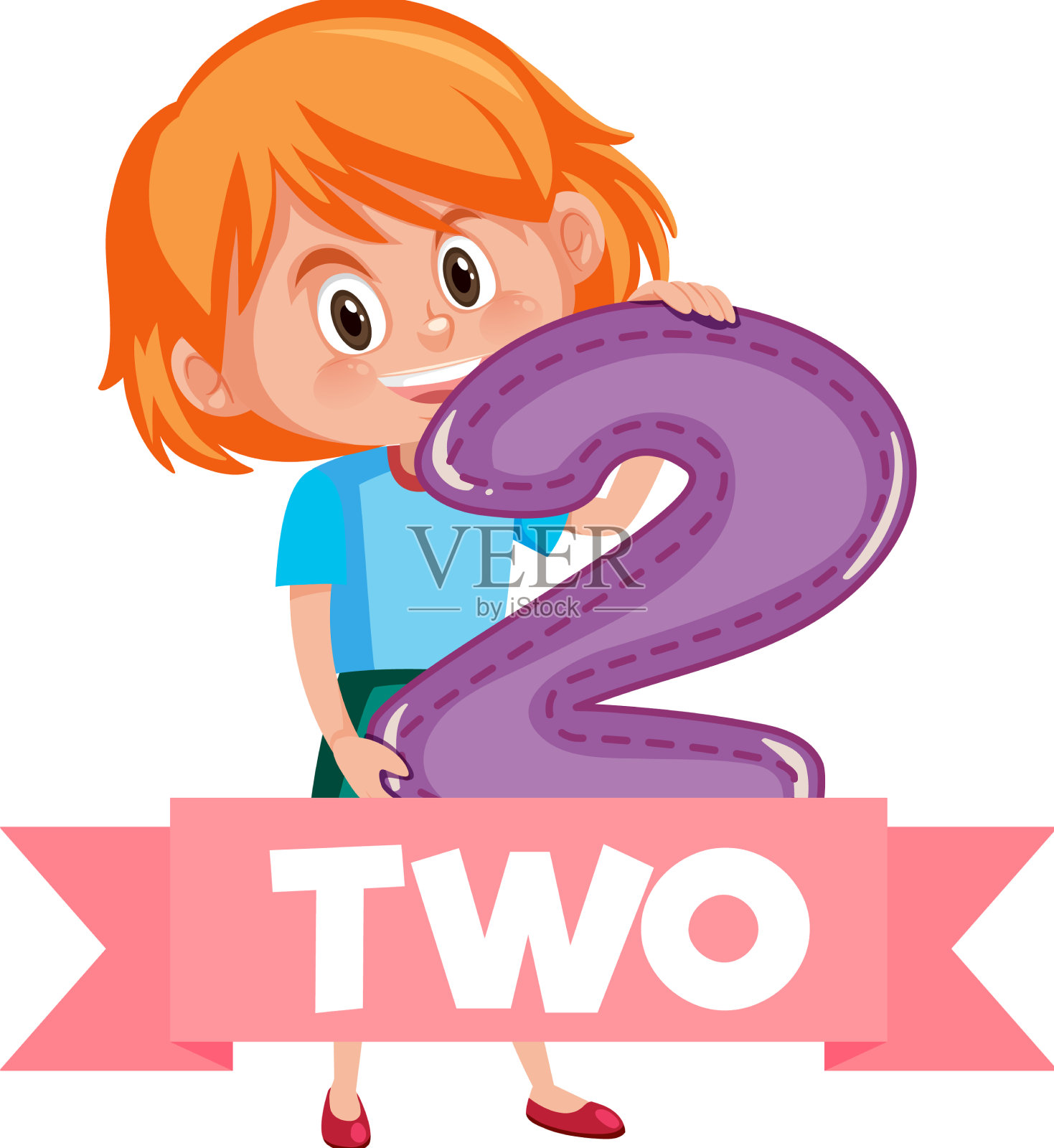 学生女孩拿着数字卡通人物设计元素图片