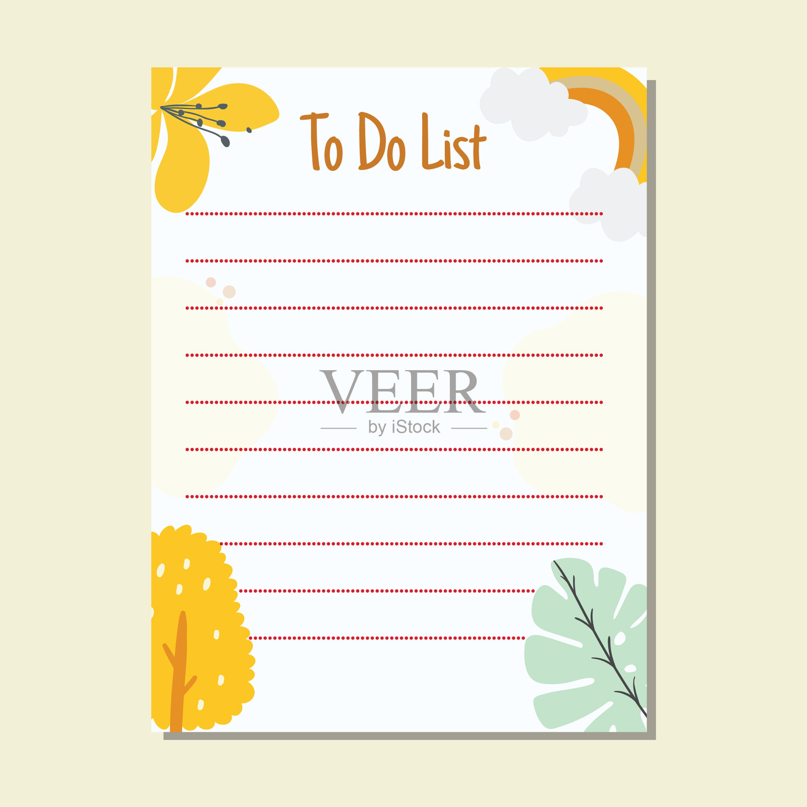 可爱简单的印刷桃红色平面待办事项清单设计模板素材