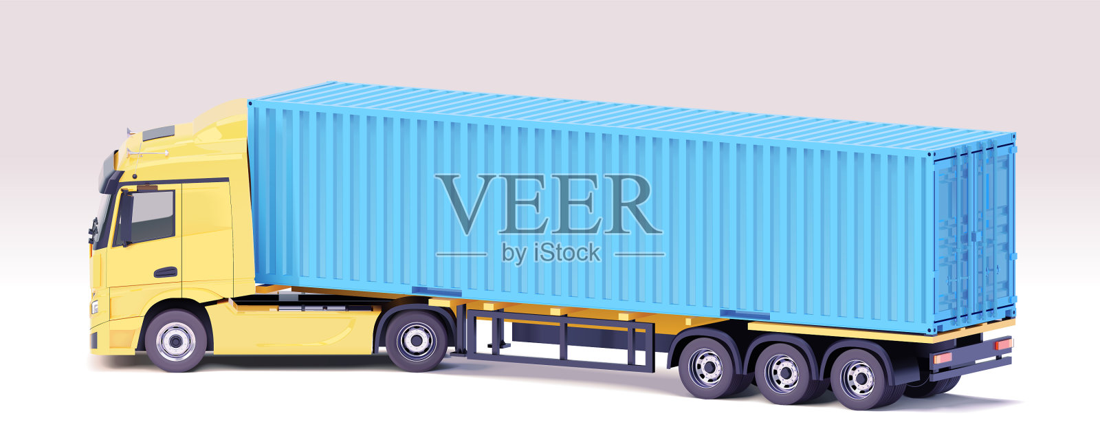 带有半挂车和集装箱的卡车插画图片素材